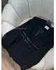 بليزر أسود بحزامين جلد