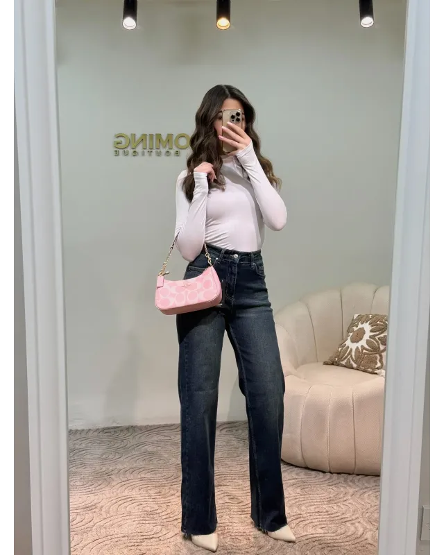 High-Waisted Dark Wash Denim Jeans