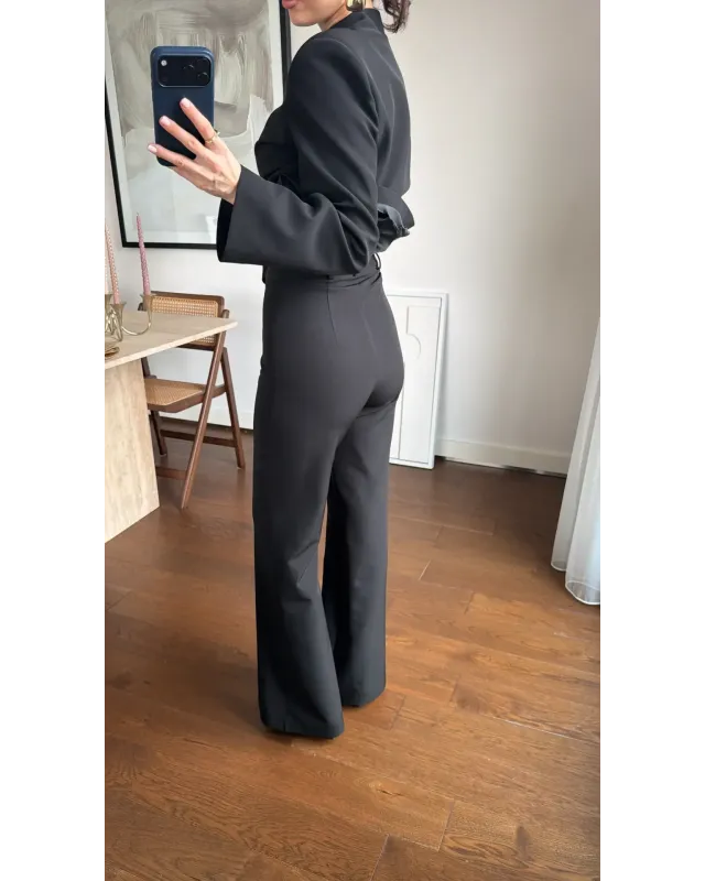 Black Formal Stand Collar Two-Piece Set