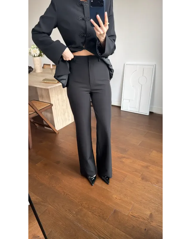 Black Formal Stand Collar Two-Piece Set