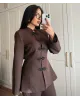 Brown Formal Stand Collar Two-Piece Set