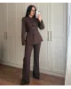 Brown Formal Stand Collar Two-Piece Set