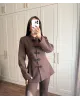 Brown Formal Stand Collar Two-Piece Set
