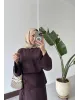 Chic Skirt Set with Detachable Wrap - Dark Berry