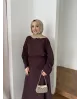 Chic Skirt Set with Detachable Wrap - Dark Berry