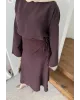 Chic Skirt Set with Detachable Wrap - Dark Berry