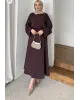 Chic Skirt Set with Detachable Wrap - Dark Berry