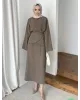 Chic Skirt Set with Detachable Wrap-Olive Khaki