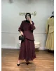 Burgundy Dress with Detachable Wrap Belt
