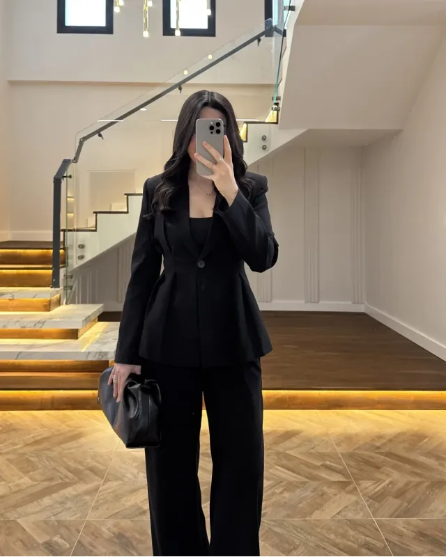 Black Fitted Blazer and Pants Set