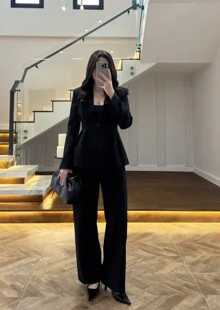 Black Fitted Blazer and Pants Set