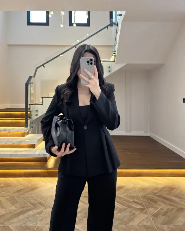 Black Fitted Blazer and Pants Set