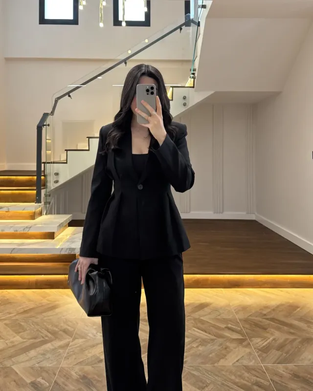Black Fitted Blazer and Pants Set