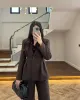 Brown Fitted Blazer and Pants Set