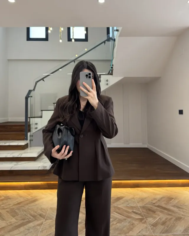 Brown Fitted Blazer and Pants Set