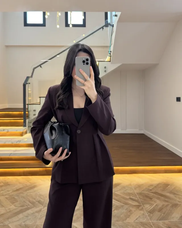 Dark Purple Fitted Blazer and Pants Set