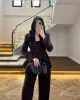 Dark Purple Fitted Blazer and Pants Set