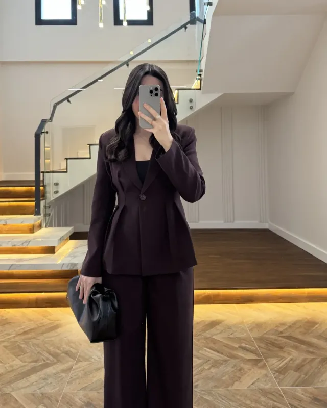 Dark Purple Fitted Blazer and Pants Set