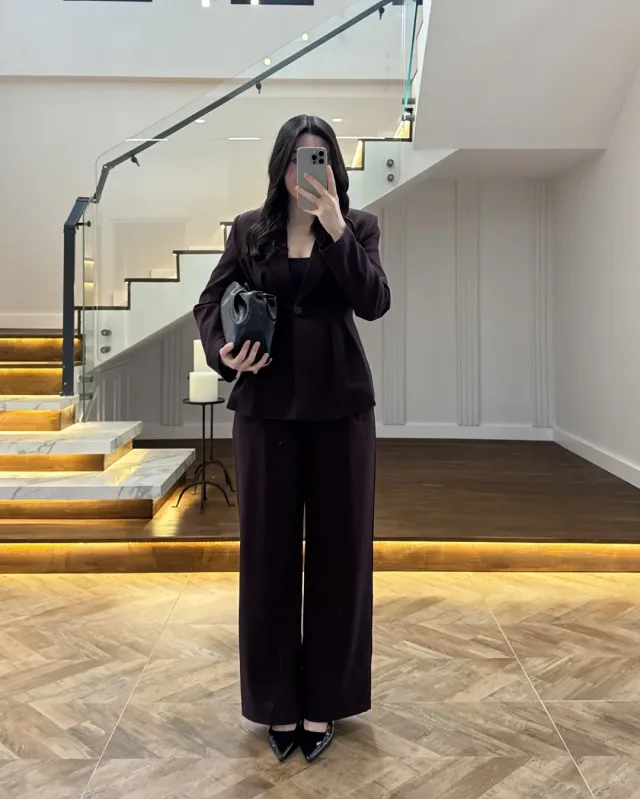 Dark Purple Fitted Blazer and Pants Set