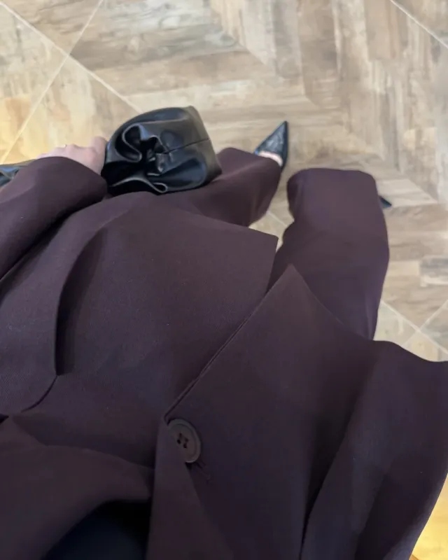Dark Purple Fitted Blazer and Pants Set