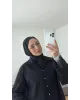 قميص اوفر سايز باكمام وقبة دانتيل - الأسود