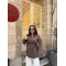 قميص مخطط مع حزام رفيع - بني