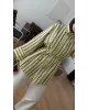 قميص مخطط مع حزام رفيع - أصفر