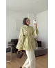 قميص مخطط مع حزام رفيع - أصفر
