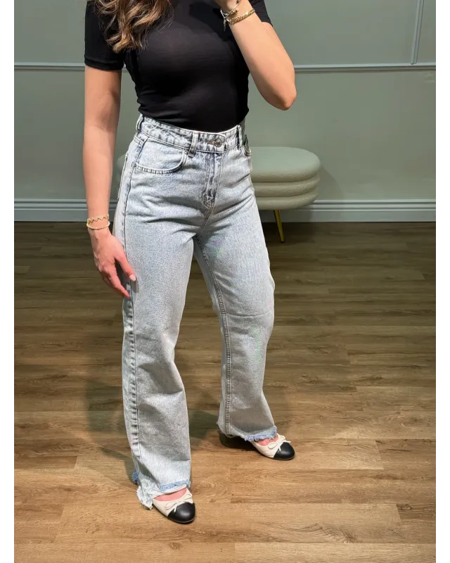 Light Wash Distressed Straight-Leg Jeans