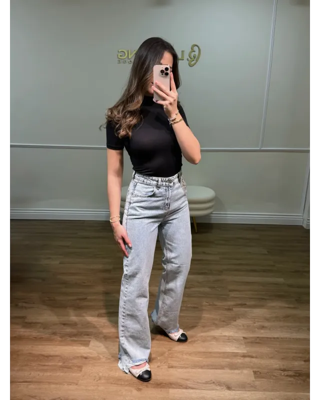 Light Wash Distressed Straight-Leg Jeans