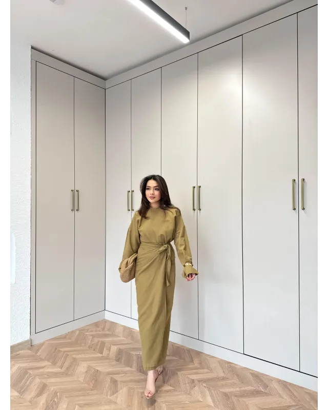 Side-Tied Skirt Set – Mustard