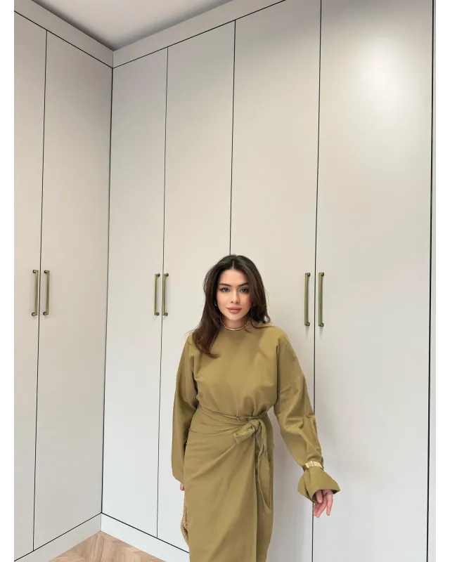 Side-Tied Skirt Set – Mustard