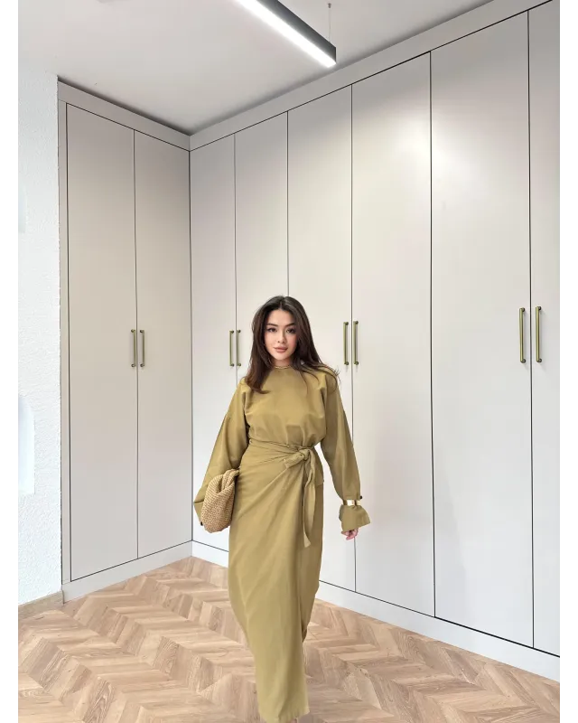 Side-Tied Skirt Set – Mustard