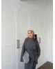 Side-Tied Skirt Set – Dark Gray
