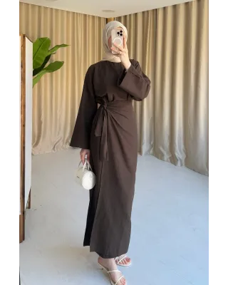 Side-Tied Skirt Set – Coffee Brown