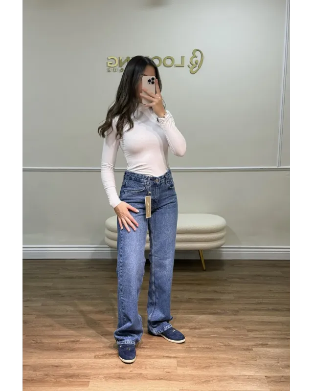 Dark Blue-Classic Straight Jeans