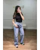 Medium Blue -Wide Fit Straight Jeans