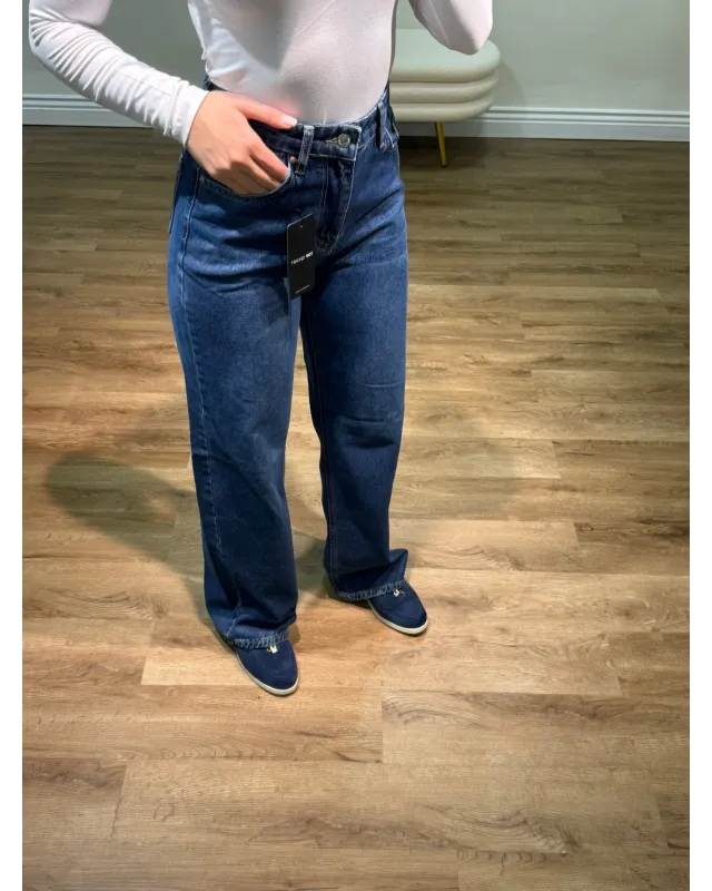 A16339-Dark Blue-Wide Fit Straight Jeans