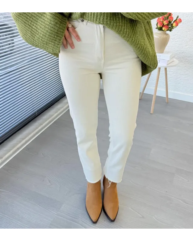 Straight Fit Jeans - Cream