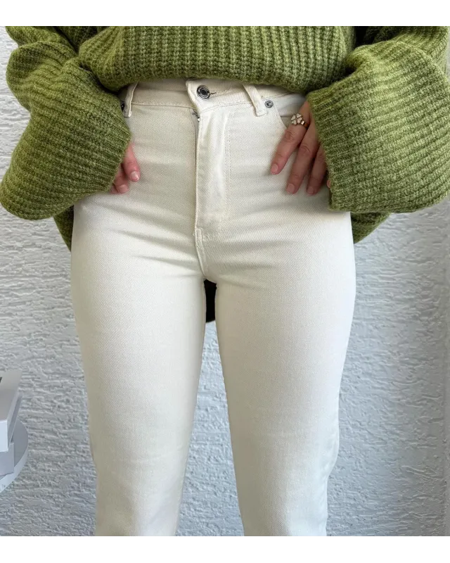 Straight Fit Jeans - Cream