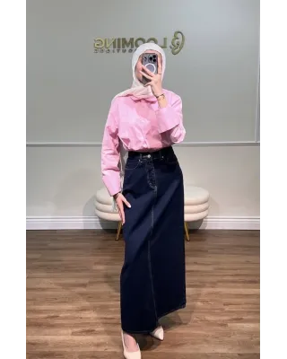 Dark Indigo Denim Maxi Skirt