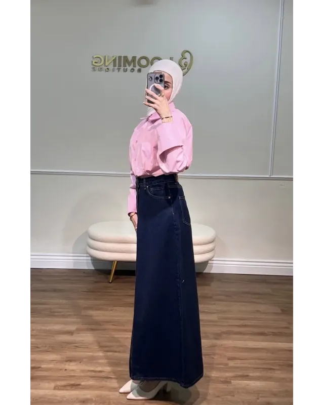 Dark Indigo Denim Maxi Skirt