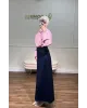 Dark Indigo Denim Maxi Skirt