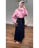 Dark Indigo Denim Maxi Skirt