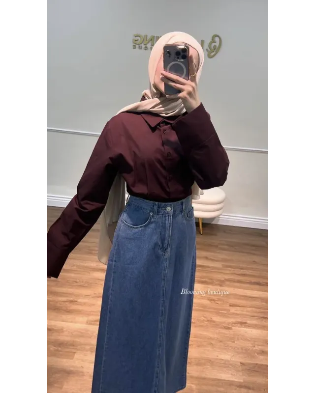Medium Blue Denim Maxi Skirt Medium Blue Denim Maxi Skirt