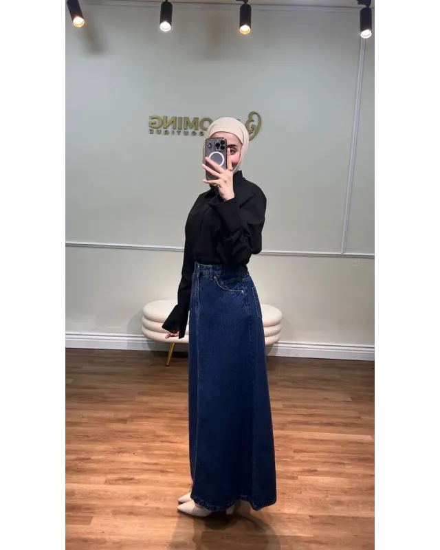 Midnight Blue Denim Skirt