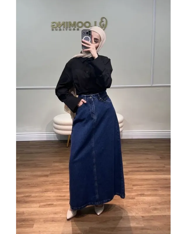 Midnight Blue Denim Skirt