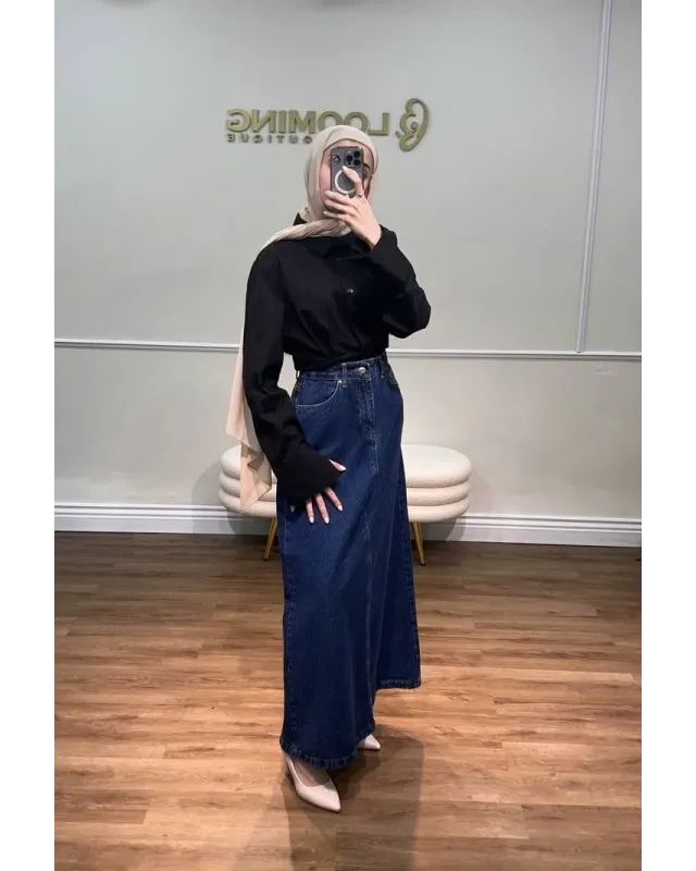Midnight Blue Denim Skirt
