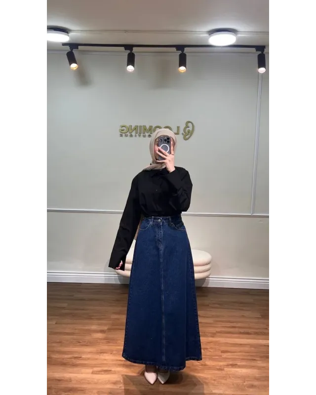 Midnight Blue Denim Skirt