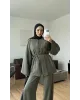 Khaki Button-Detail Set